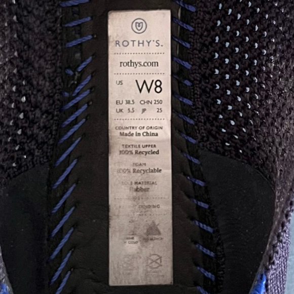 Rothy’s The Point Maritime Lattice Stitch Navy Blue Washable Knit Ballet Flats - Picture 9 of 9